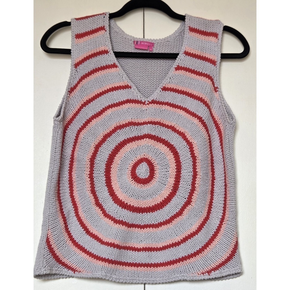 BCBGirls Cotton Blend Sleeveless Top Spiral/ Bullseye Pattern Sz Med ~ EUC ~